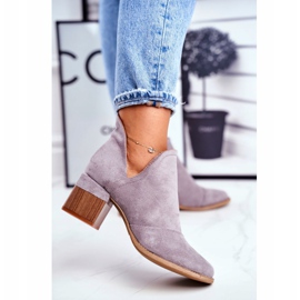 MSMG Dámské kozačky na vysokém podpatku vystřihly šedé mini meliori šedá 3