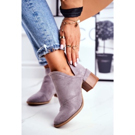 MSMG Dámské kozačky na vysokém podpatku vystřihly šedé mini meliori šedá 1