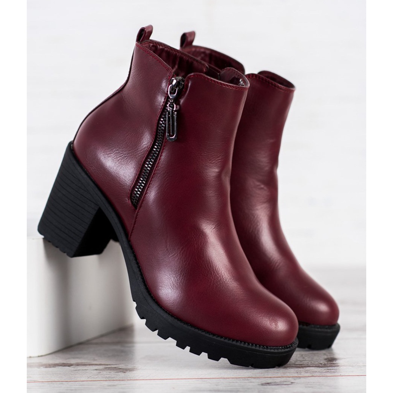 Small Swan Teplé dámské kozačky červené 2