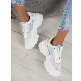 SHELOVET Módní bílé tenisky bílý stříbro 2