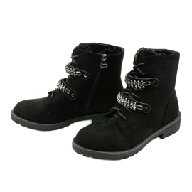 Černé kozačky s ozdobnými pruhy Ginoraya černá 2