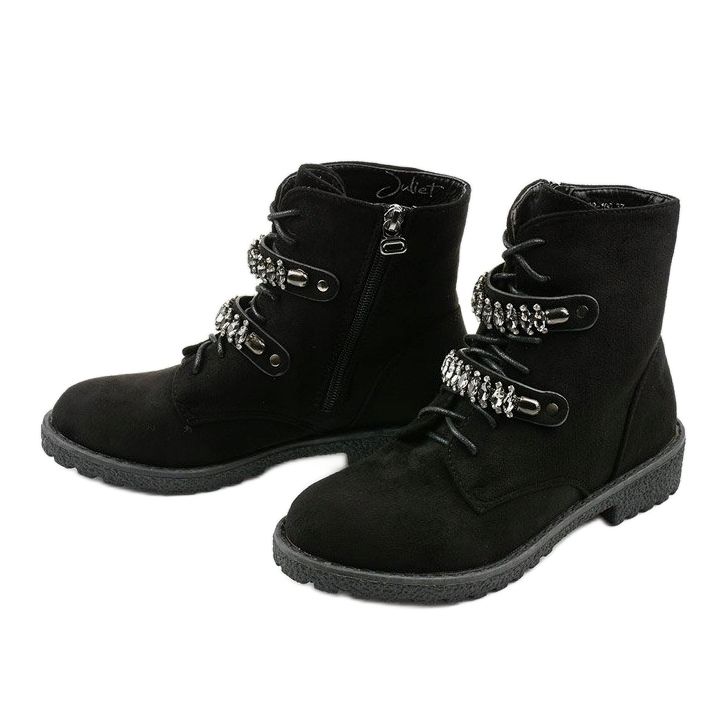 Černé kozačky s ozdobnými pruhy Ginoraya černá 2