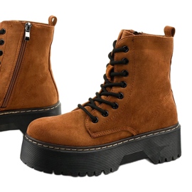 Hnědé šněrovací semišové boty Cataela hnědý 1 Hnědé šněrovací semišové boty Cataela hnědý 1