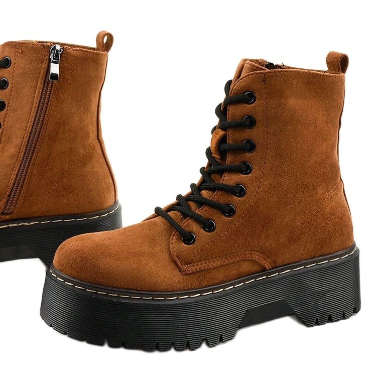 Hnědé šněrovací semišové boty Cataela hnědý 1 Hnědé šněrovací semišové boty Cataela hnědý 1