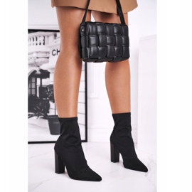 FG2 Dámské kozačky na vysokém podpatku Lycra Black Morie černý 2