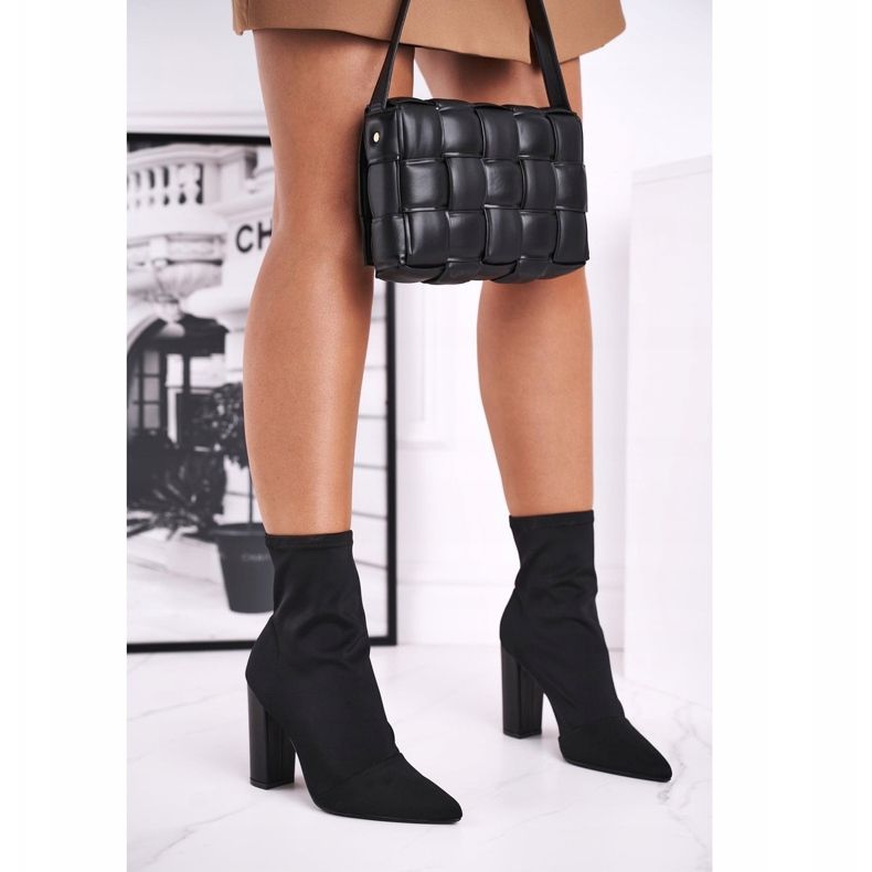 FG2 Dámské kozačky na vysokém podpatku Lycra Black Morie černý 2