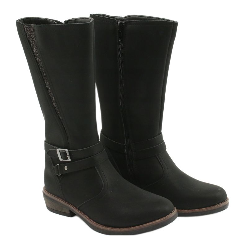 American Club Dlouhé kozačky s třpytivou černou americkou GC24 / 20 černá 3