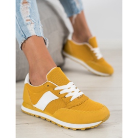 Ideal Shoes Šněrovací sportovní obuv žluť 1