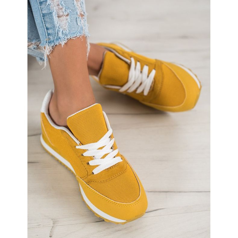 Ideal Shoes Šněrovací sportovní obuv žluť 2