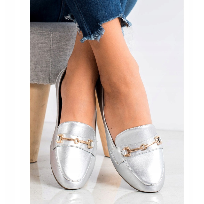 Clowse Stylová ekologická kožená obuv stříbrný 1