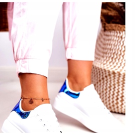 Dámské sportovní boty Lu Boo bílé kovové Matilda bílý modrý 2 Dámské sportovní boty Lu Boo bílé kovové Matilda bílý modrý 2