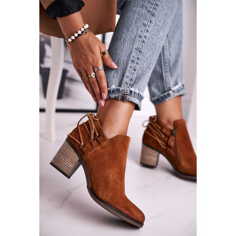 Dámské kozačky na podpatku Maciejka jarní kůže červená 04812-29 hnědý 2 Dámské kozačky na podpatku Maciejka jarní kůže červená 04812-29 hnědý 2