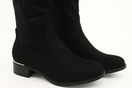 Evento Semišové boty se zlatou sponou černý 4