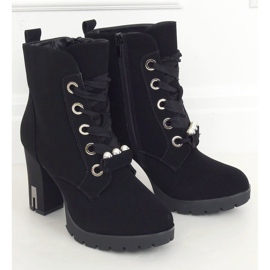 Černé Šněrovací boty na platformě 8846 Black černá 1