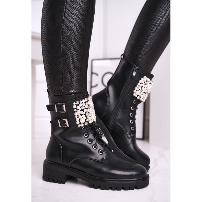 Marquiiz Dámské boty na plochém podpatku Military Black Bemmer černý 2