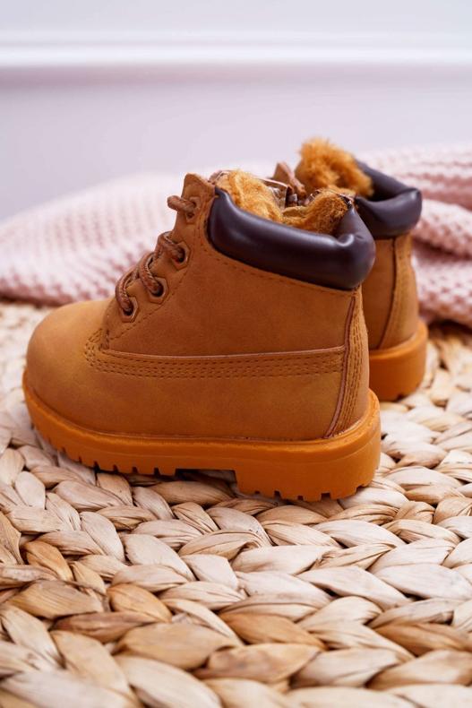 Dětské teplé trappers boty Camel Dexter hnědý žluť 1