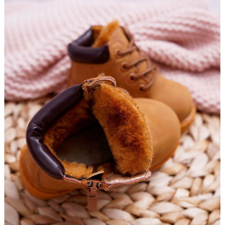 Dětské teplé trappers boty Camel Dexter hnědý žlutá 2