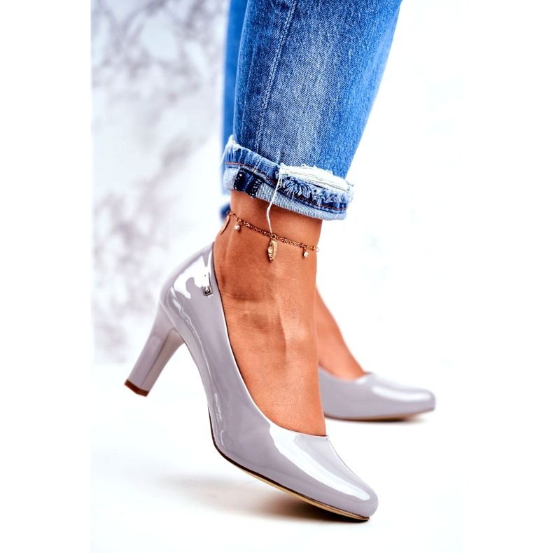 Dámské lodičky Sergio Leone Grey Lacquered Orsola šedá 1