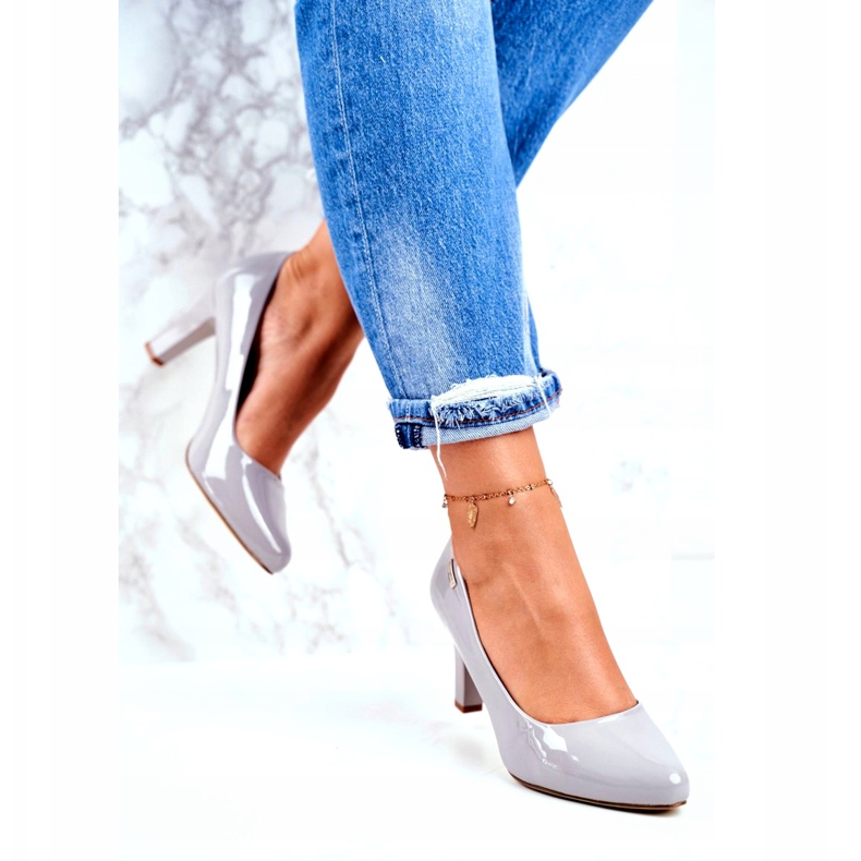 Dámské lodičky Sergio Leone Grey Lacquered Orsola šedá 3