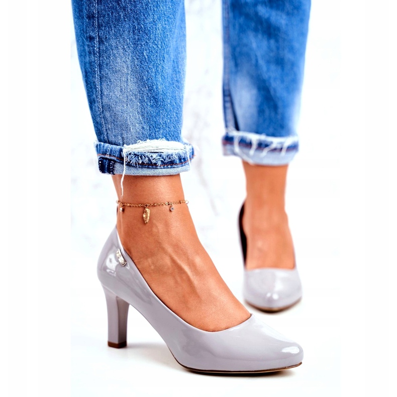 Dámské lodičky Sergio Leone Grey Lacquered Orsola šedá 4