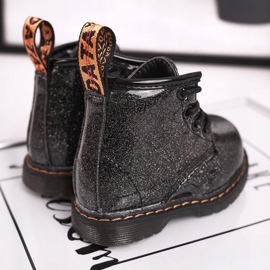 FRROCK Dětské boty zateplené se zapínáním na zip Lacquered Glitter Black černý 1