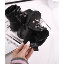 FRROCK Dětské zateplené kozačky se zapínáním na kožešinu, černá zábava 1