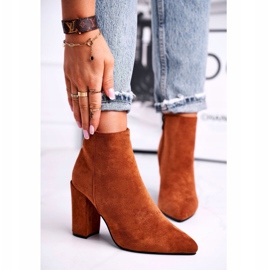 FW1 Dámské kozačky na podpatku Suede Camel Sharks hnědý 1