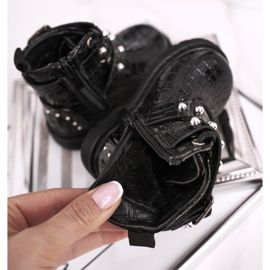 FRROCK Dětské boty zateplené kožešinou, lakované Black Mary černá 1