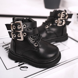 FRROCK Dětské boty zateplené kožešinou černé Valentiny černá 2