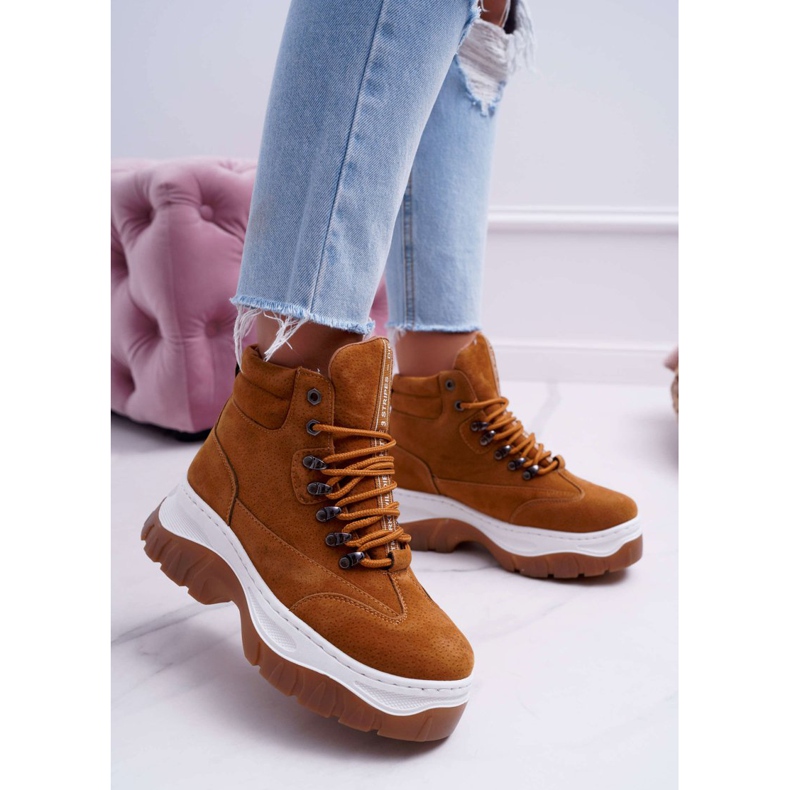 SEA Trekové boty Dámské Trappers Camel Greem hnědý 1