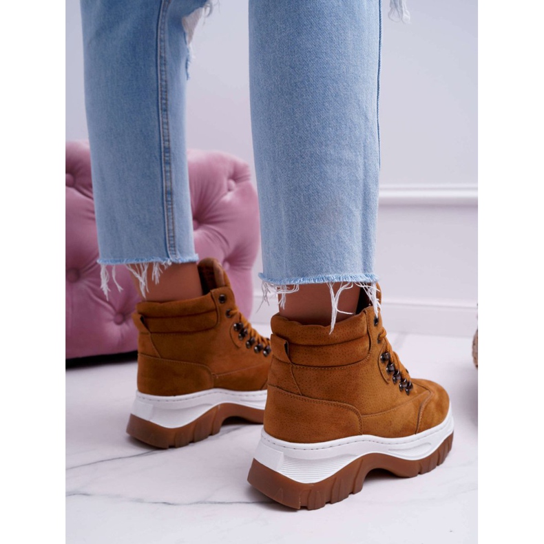 SEA Trekové boty Dámské Trappers Camel Greem hnědý 2