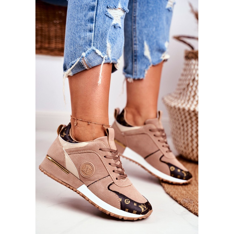 Dámské sportovní boty béžové zlaté prvky Clementine béžový hnědý zlatý 1