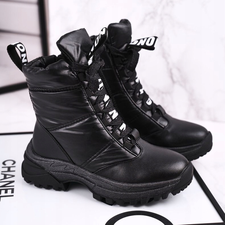 Apawwa Dětské kožichy izolované sněhové boty Black Grantes černá 2