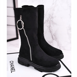 Apawwa Dětské vysoké kozačky zateplené černé Norabel černá černá 2