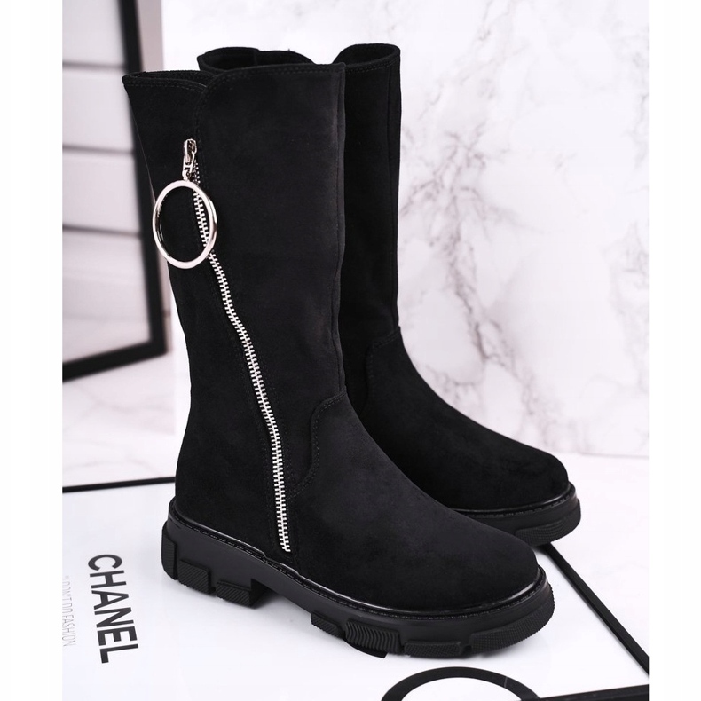 Apawwa Dětské vysoké kozačky zateplené černé Norabel černá černá 2