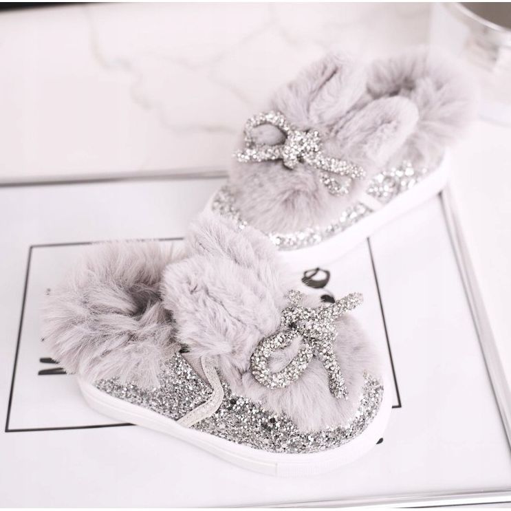 FRROCK Šedé teplé teplé dětské tenisky Mumi stříbrný šedá 1