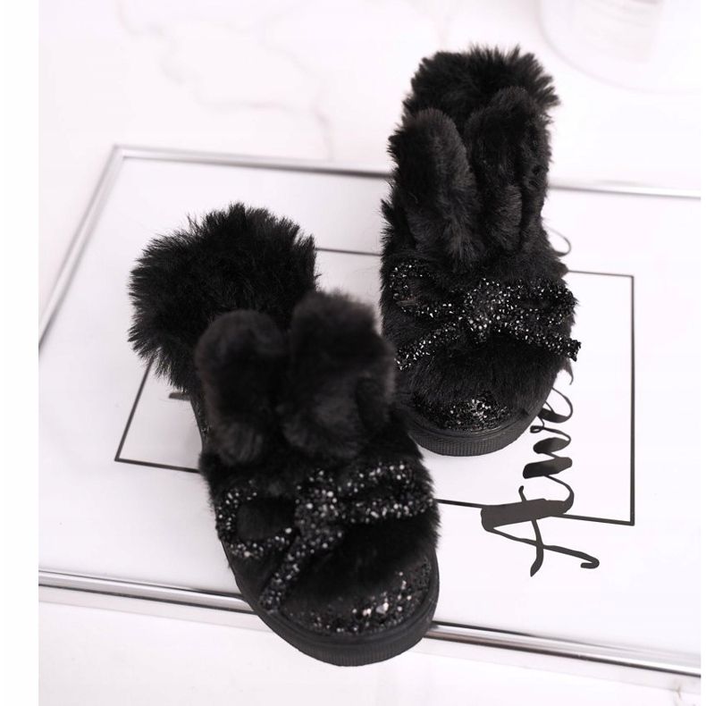 FRROCK Dětské černé teplé mumi tenisky černá 2