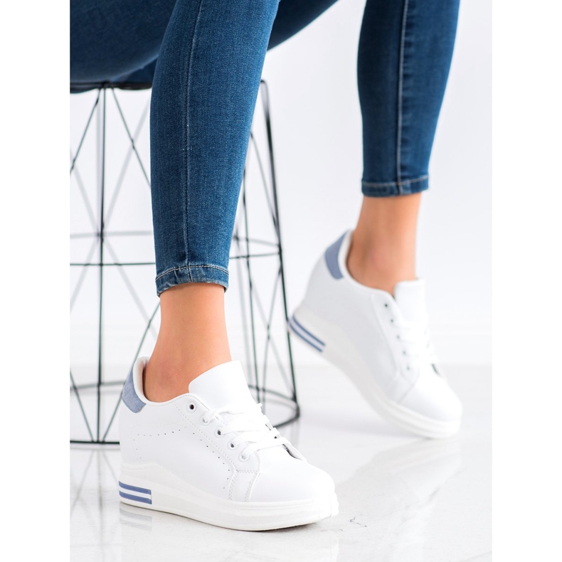 SHELOVET Sportovní obuv na klínku bílý modrý 2 SHELOVET Sportovní obuv na klínku bílý modrý 2
