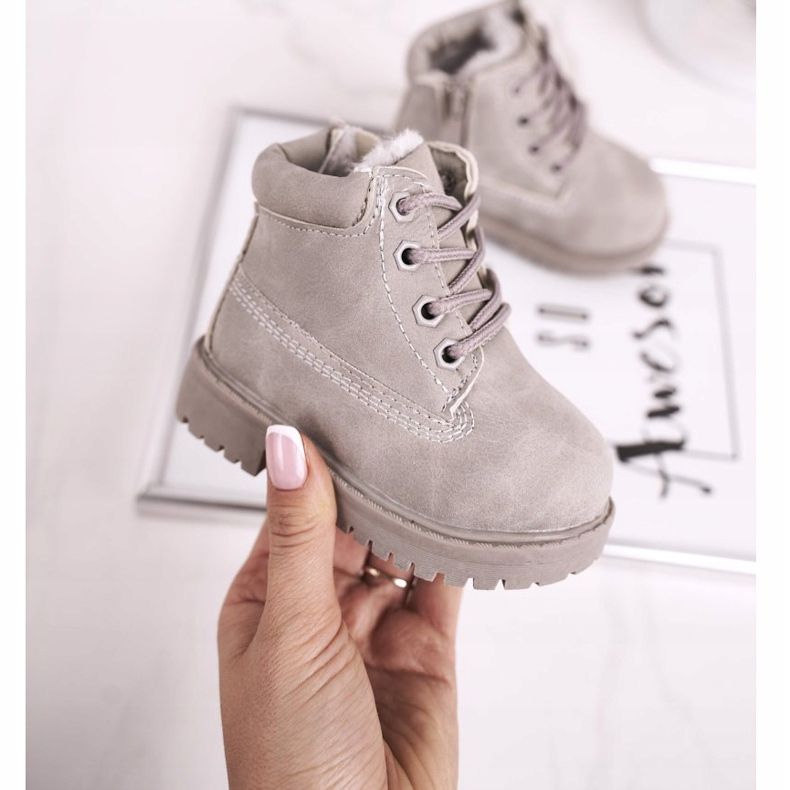 FRROCK Dětské teplé trapperové boty Grey Dexter šedá 2