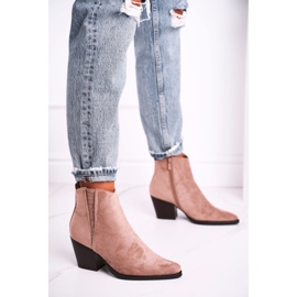 FB2 Dámské khaki vysoké boty na podpatku béžový růžový 1 FB2 Dámské khaki vysoké boty na podpatku béžový růžový 1