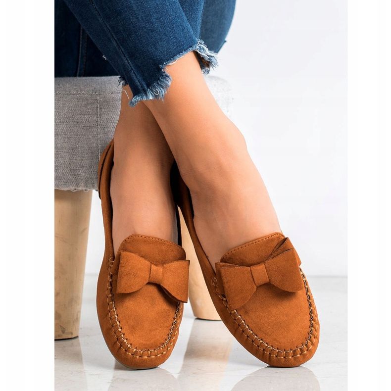 Fama Mokasíny S Mašlí hnědý žlutá 2