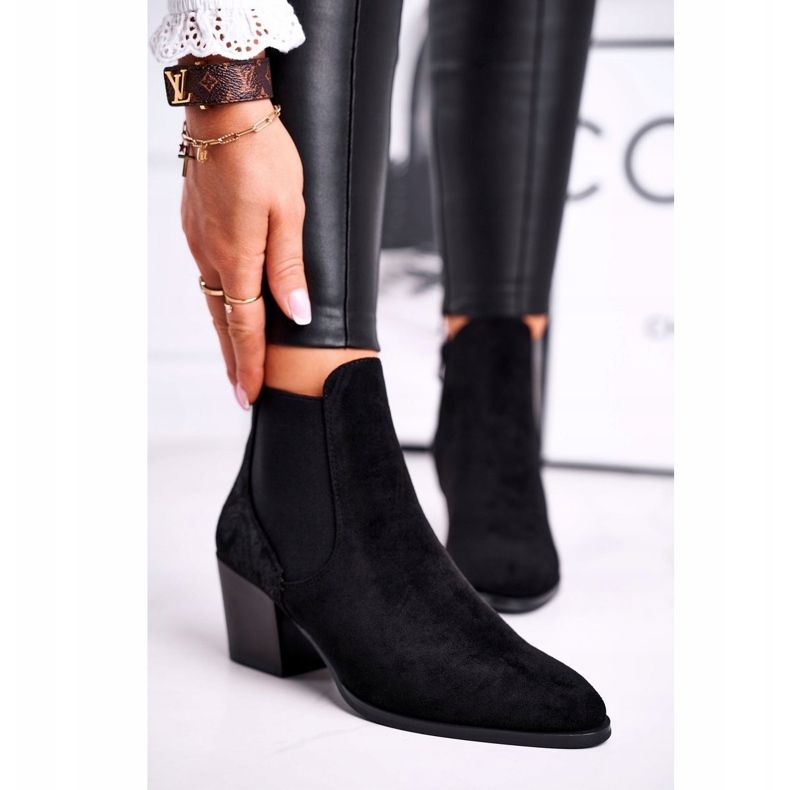 Dámské boty na vysokém podpatku Sergio Leone semišové černé BT613 černá 1