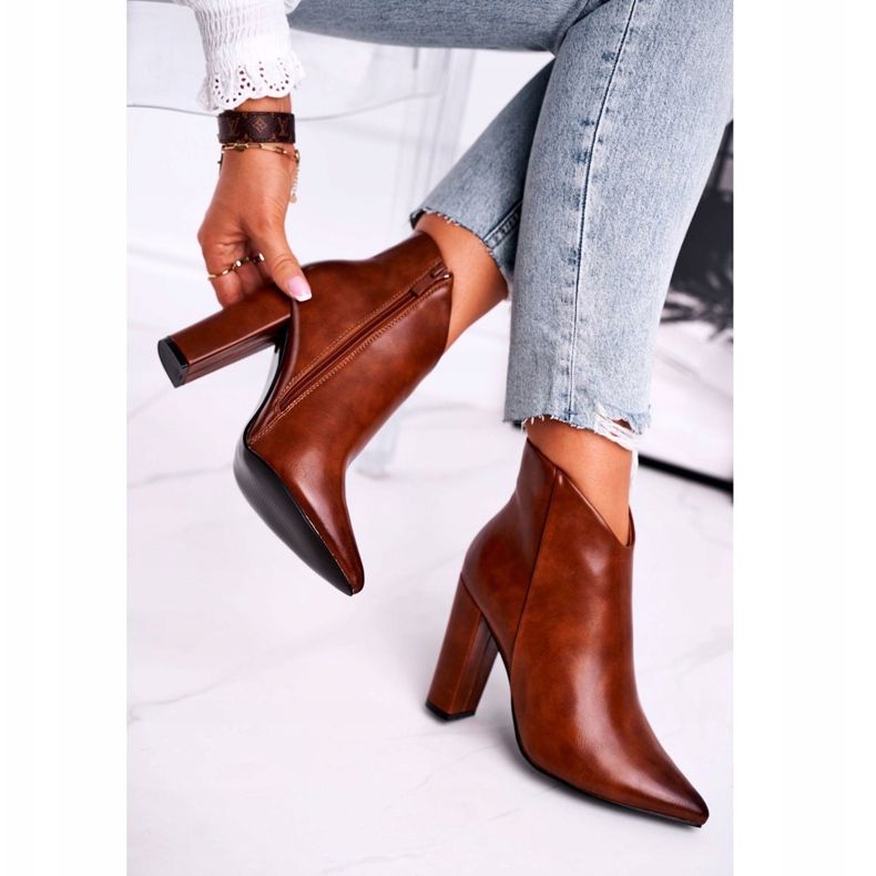 Marquiiz Dámské boty na vysokém podpatku Camel Rise Up hnědý 2