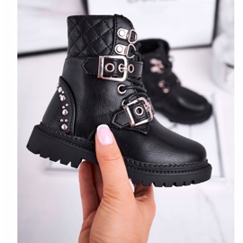 FRROCK Dětské boty zateplené kožešinovou černou panenkou černá zlatý 1 FRROCK Dětské boty zateplené kožešinovou černou panenkou černá zlatý 1