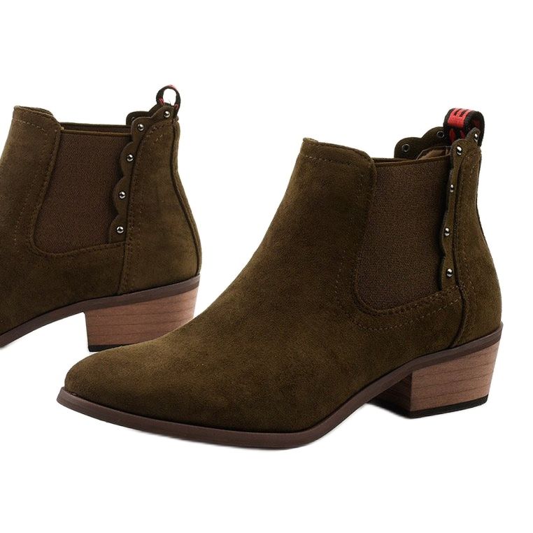 Khaki ploché kotníkové boty Zateplené boty Nilanda hnědý 1 Khaki ploché kotníkové boty Zateplené boty Nilanda hnědý 1