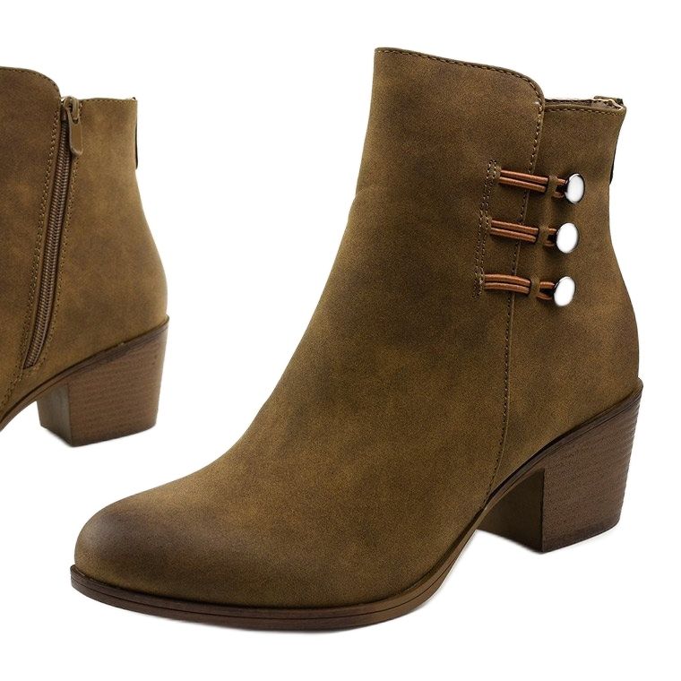 Khaki semišové kotníkové boty na sloupku Keenshaper zelený 1