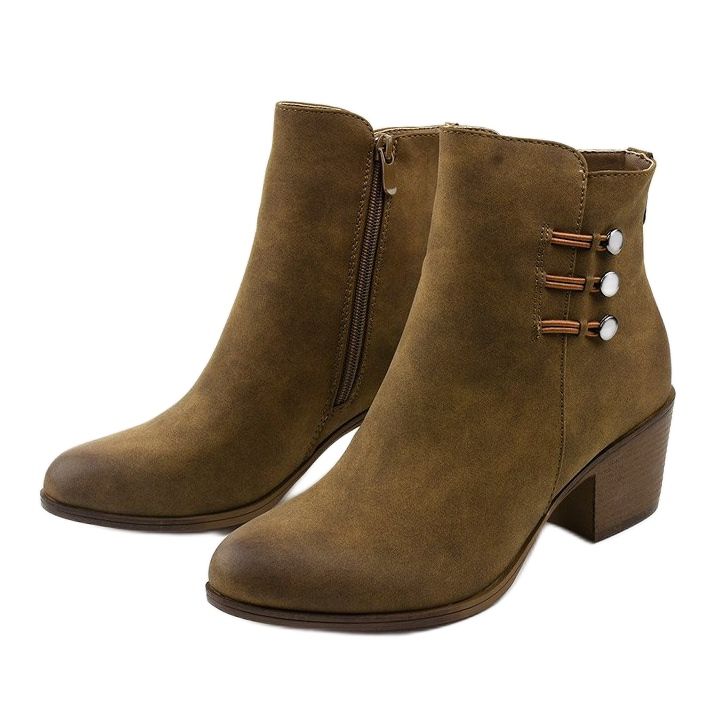 Khaki semišové kotníkové boty na sloupku Keenshaper zelený 2