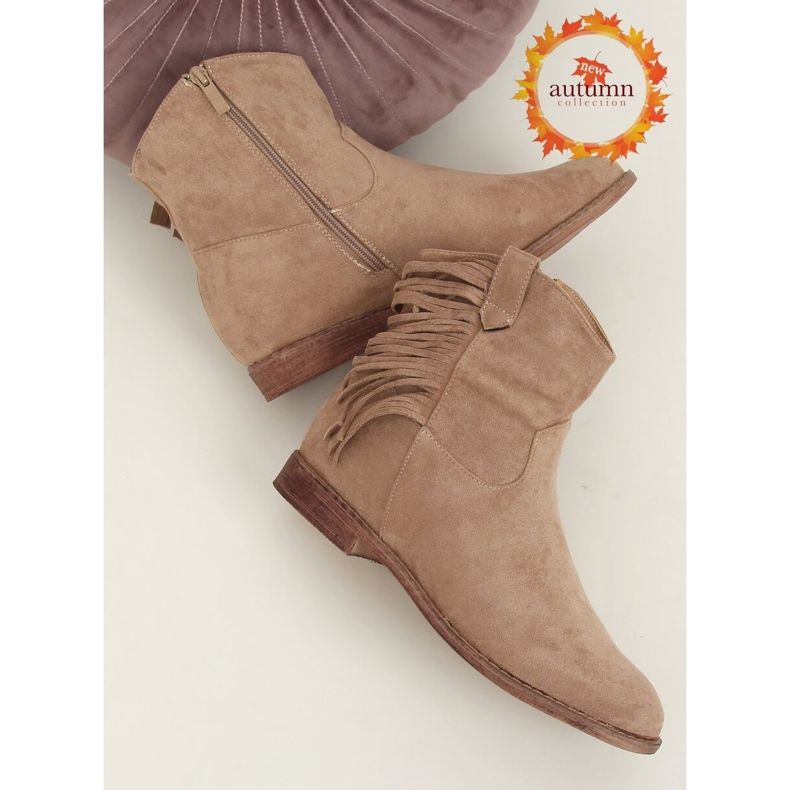 Boty v boho stylu, béžová 688-A99 Khaki béžový 1