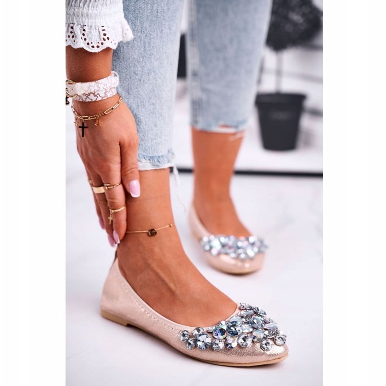 PS1 Dámské balerínky se zlatými křišťálovými kameny 1