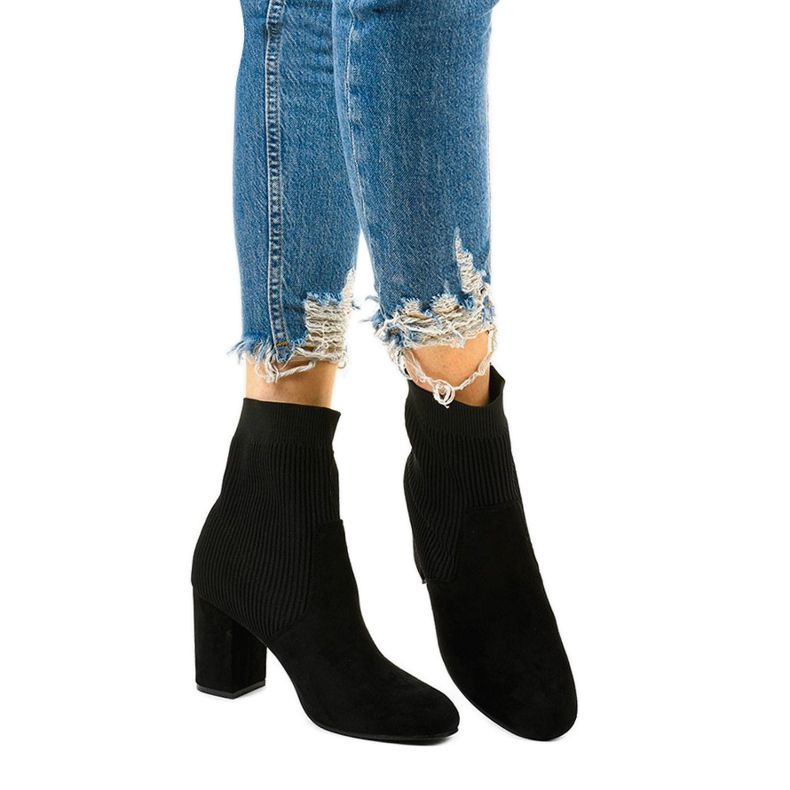 Dámské černé kozačky s ponožkou Uhrrelle černá 1